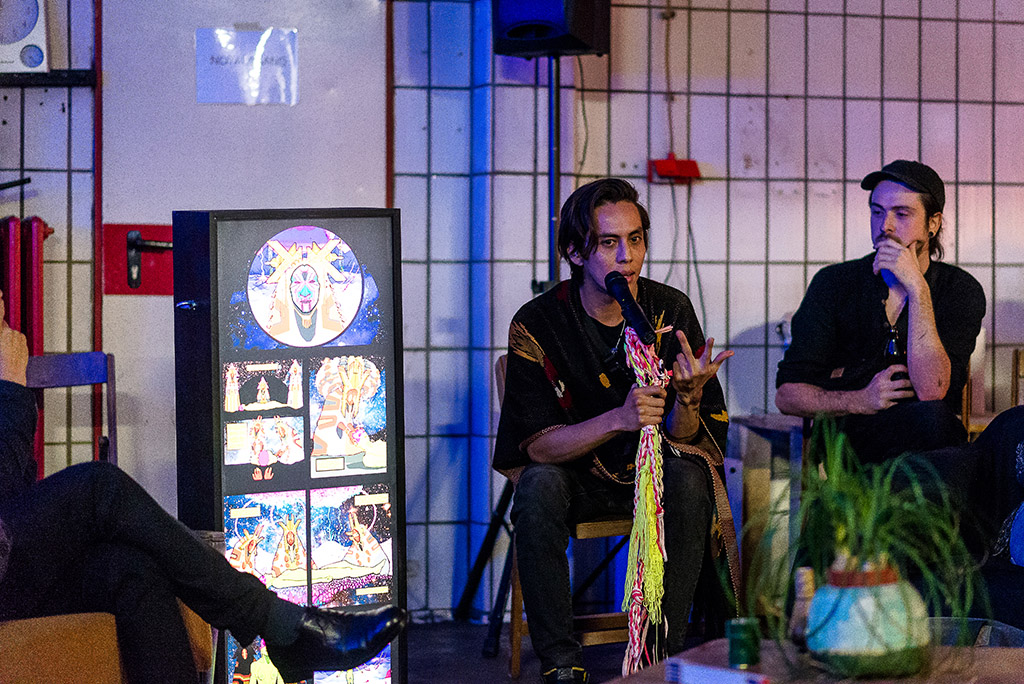 Künstlergespräch mit Lu'um in der Werkstatt Gröninger Hof. Foto © Daniel Nide