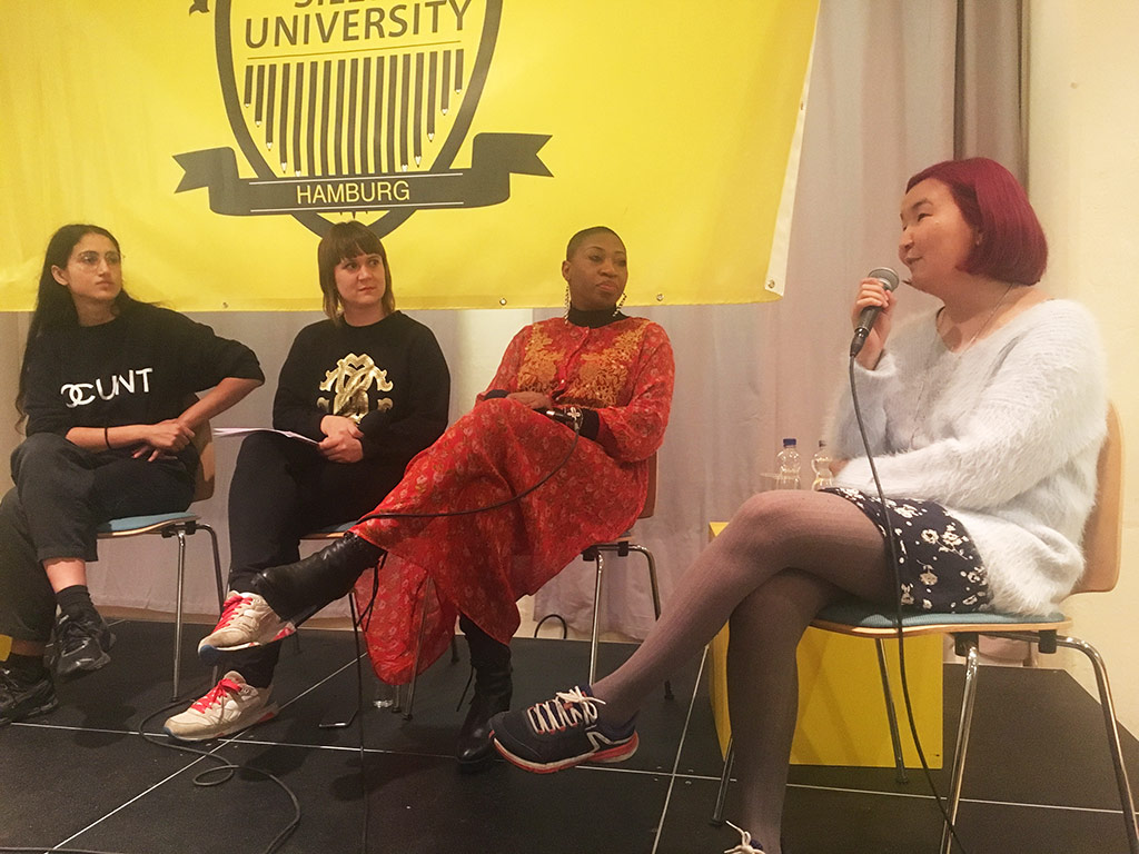 Leyla Yernice (Musikerin), Alina Buchberger (Dramaturgin), Oloruntoyin LaToya Manly-Spain (Aktivistin), Gulzat Matisakova (Filmemacherin)