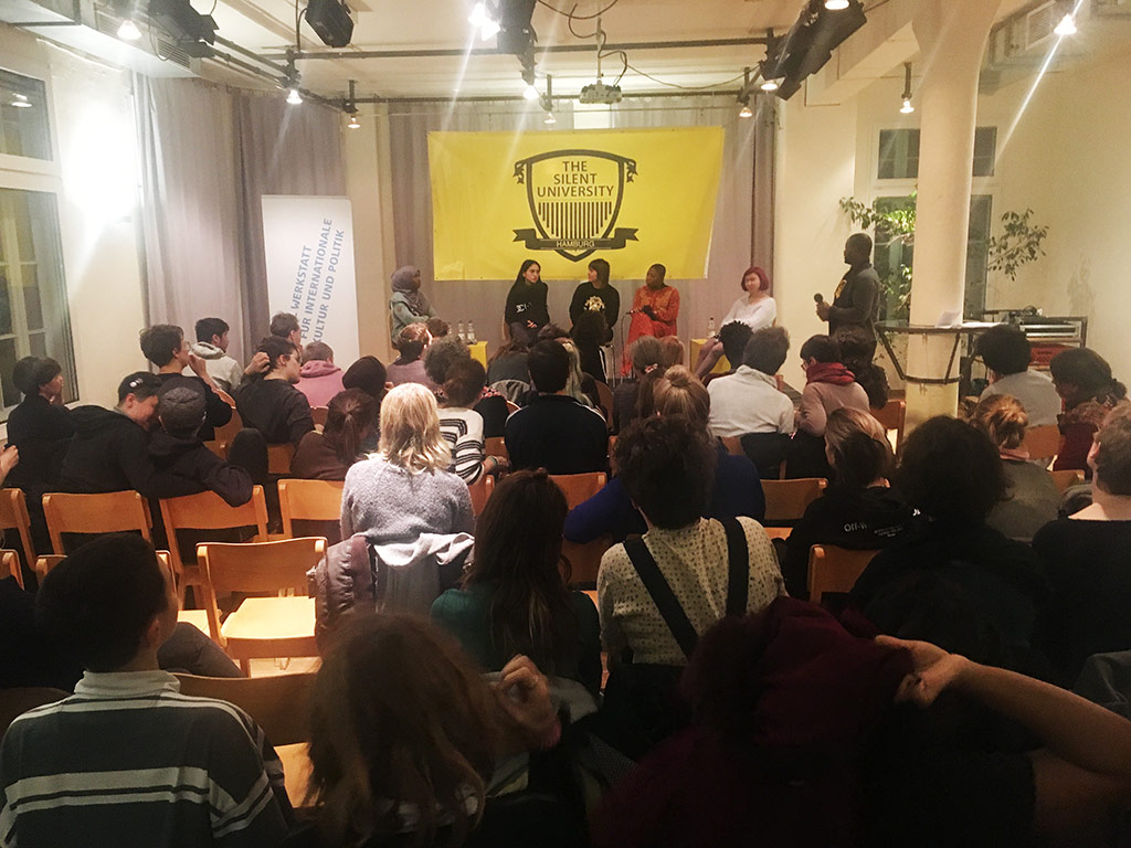 Die Werkstatt 3 mit Zuhörern und Panel